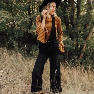 Free People Denim A Line Overalls Sz 6